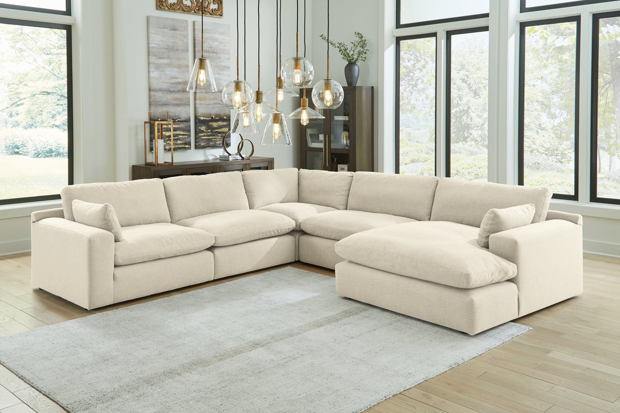 Mega Furniture - Ashley Furniture - Elyza Sectional - RAF 5-Piece Sectional with Chaise / Linen - 10006S7