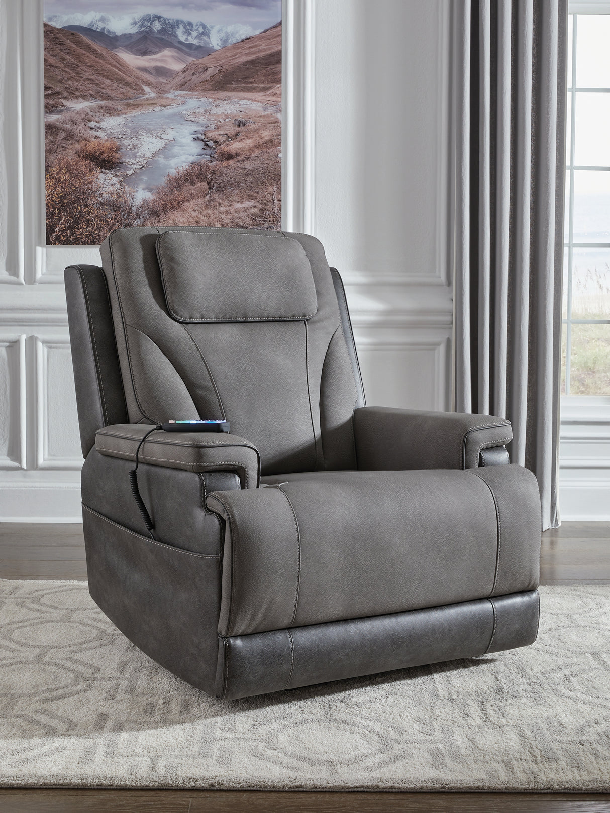 Mega Furniture - Ashley Furniture - 4Z-Peaceful Pause Living Room - Power Lift Recliner / Slate - PC1210412