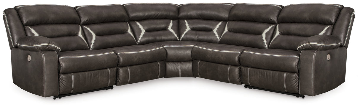 Mega Furniture - Ashley Furniture - Kincord Sectional - 5-Piece Power Reclining Sectional / Midnight - 13104S6