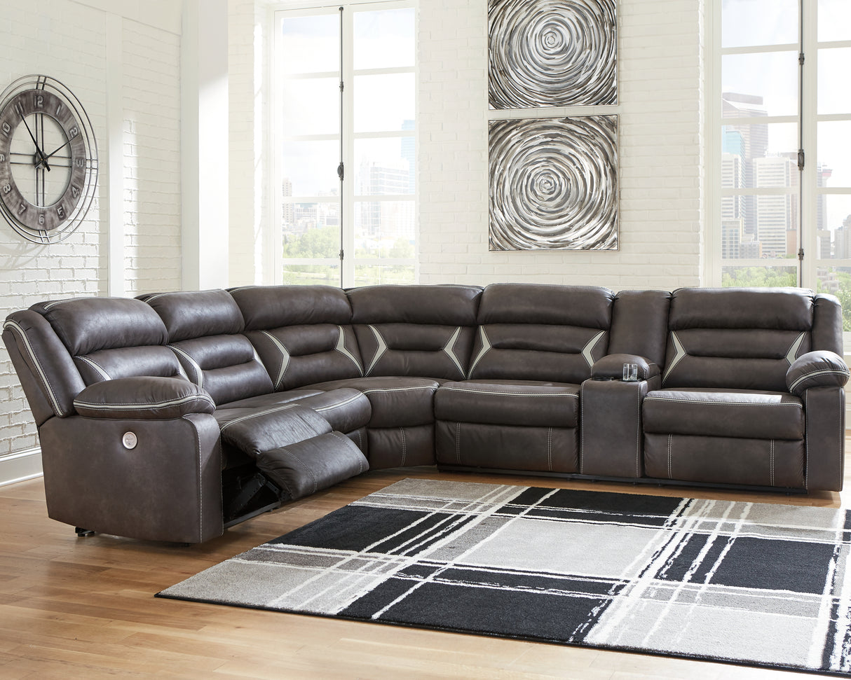 Mega Furniture - Ashley Furniture - Kincord Sectional - 4-Piece Power Reclining Sectional / Midnight - 13104S3