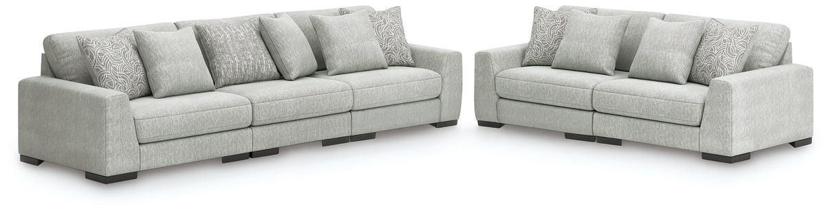 Mega Furniture - Ashley Furniture - Regent Park 3-Piece Sectional Sofa and 2-Piece Sectional Loveseat - 3-Piece Sectional Sofa and 2-Piece Sectional Loveseat / Pewter - 14404U4