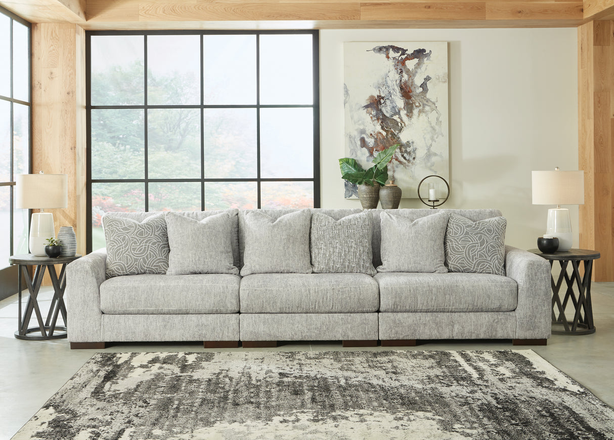 Mega Furniture - Ashley Furniture - Regent Park Sectional - RAF 3-Piece Sectional Sofa / Pewter - 14404S5
