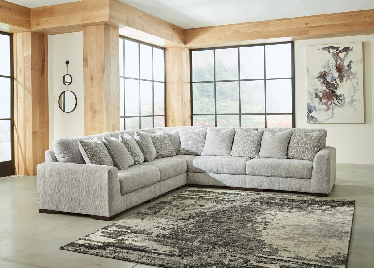 Mega Furniture - Ashley Furniture - Regent Park Sectional - RAF 5-Piece Sectional / Pewter - 14404S3