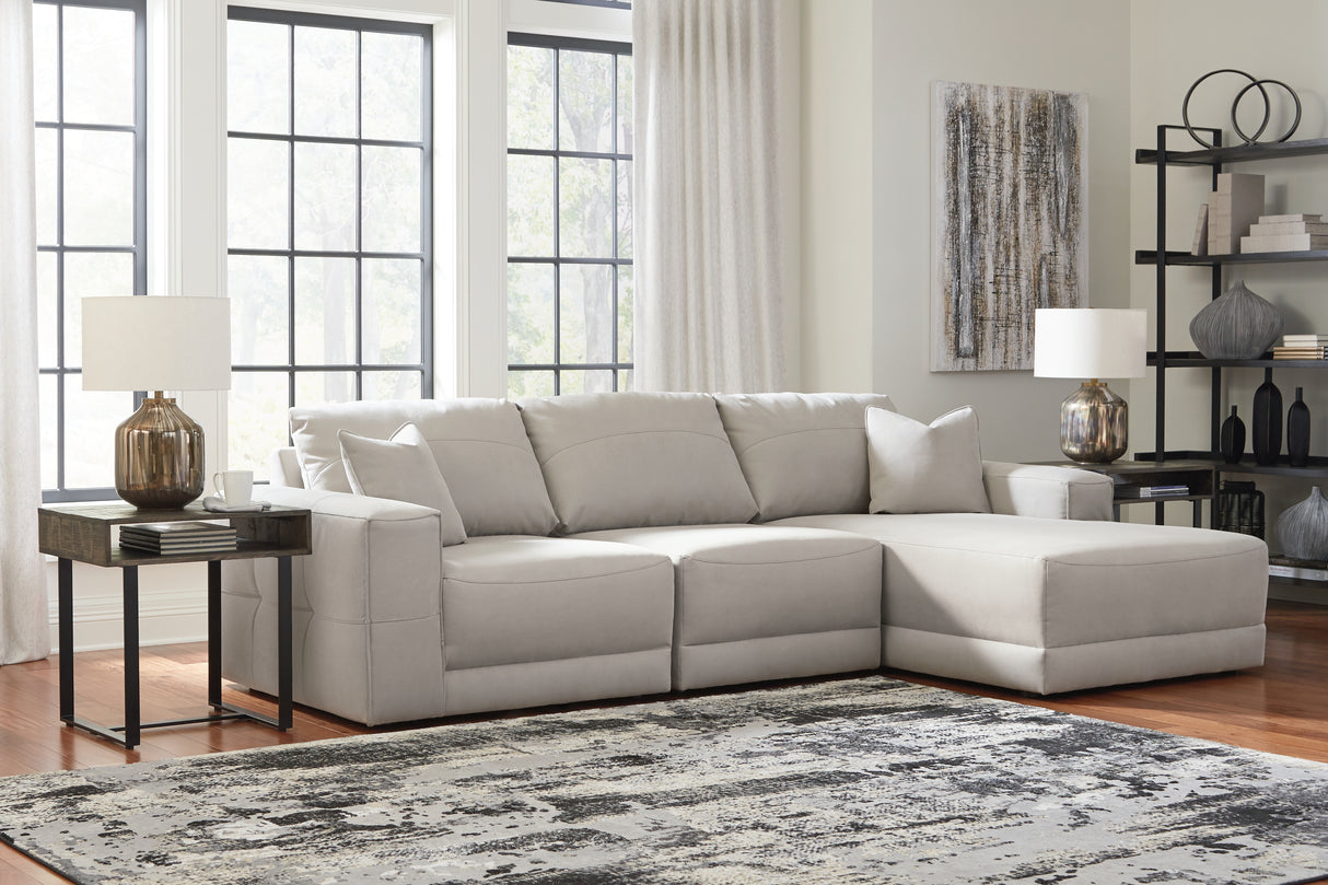 Mega Furniture - Ashley Furniture - Next-Gen Gaucho Sectional - RAF 3-Piece Sectional Sofa with Chaise / Gray - 18304S2