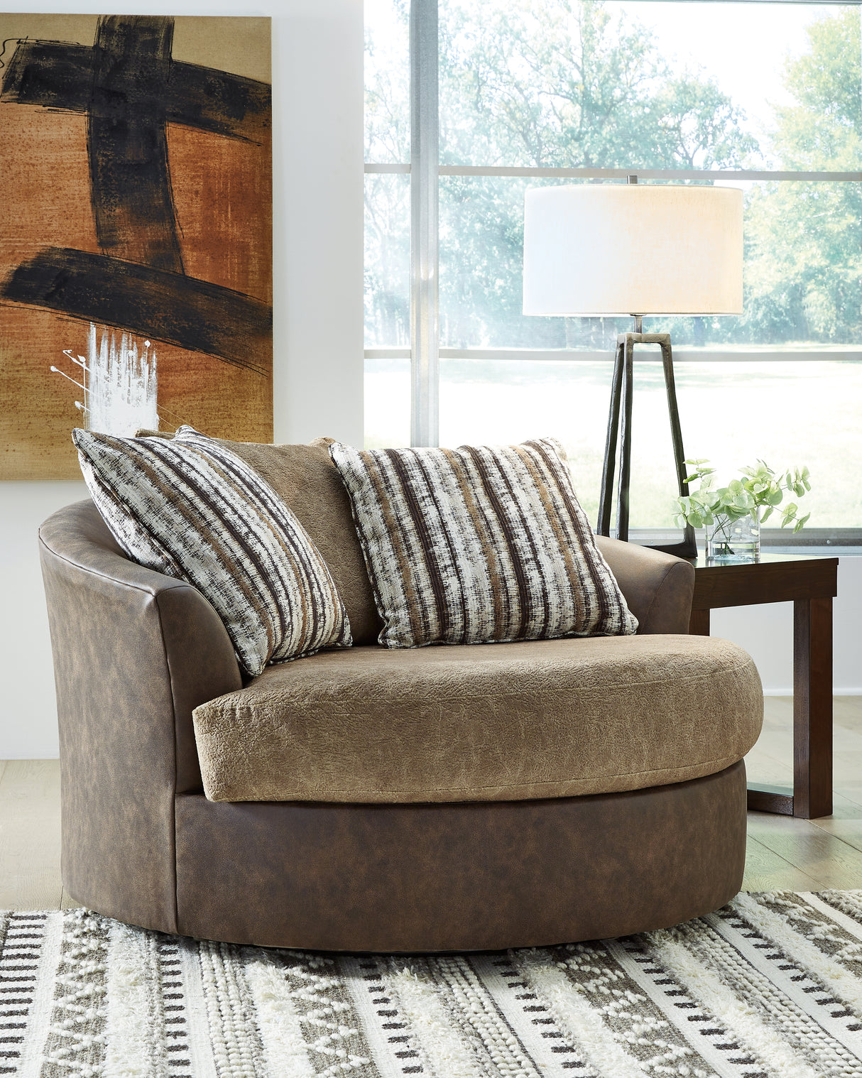 Mega Furniture - Ashley Furniture - Alesbury Living Room - Oversized Swivel Accent Chair / Chocolate - 1870421