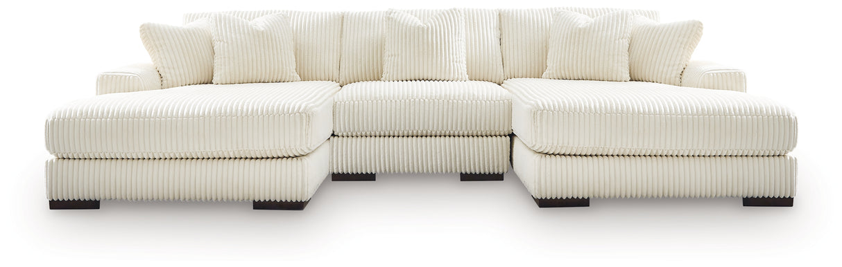 Mega Furniture - Ashley Furniture - Lindyn Sectional - RAF 3-Piece Sectional with Double Chaise / Ivory - 21104S18