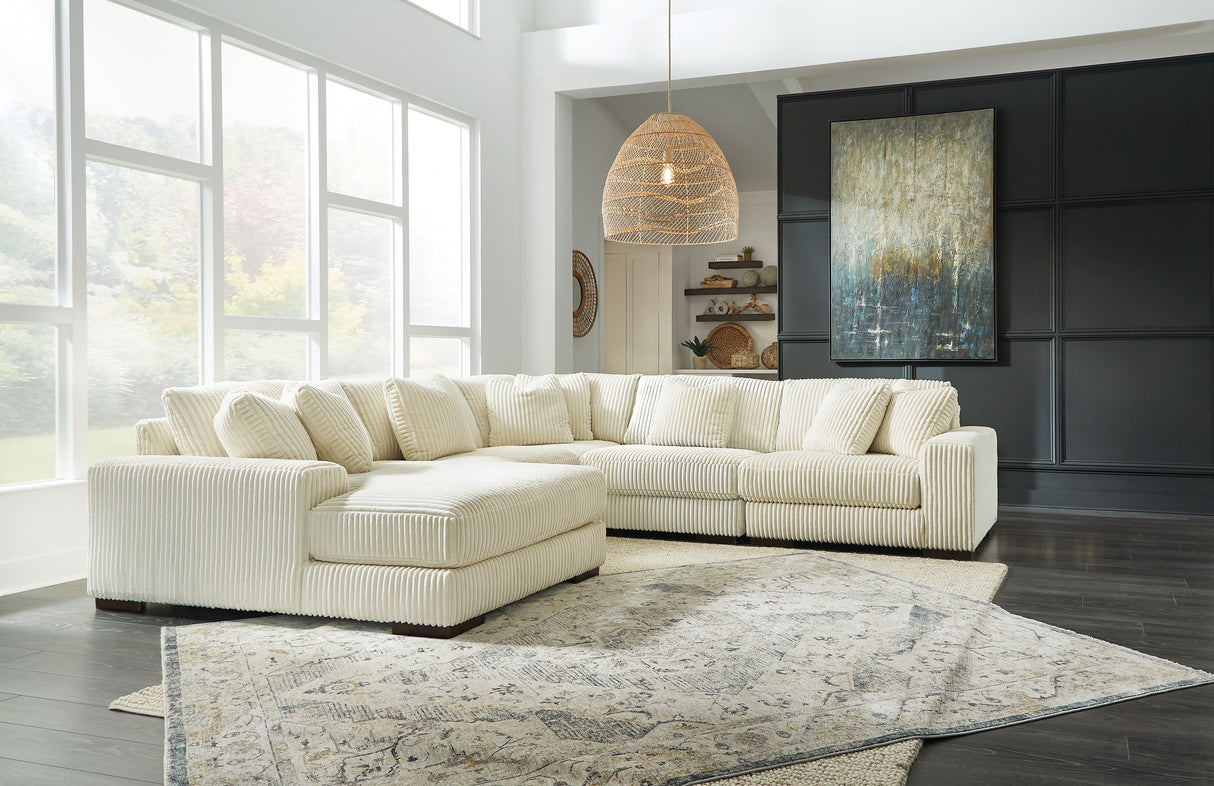 Mega Furniture - Ashley Furniture - Lindyn Sectional - RAF 5-Piece Sectional with Chaise / Ivory - 21104S6