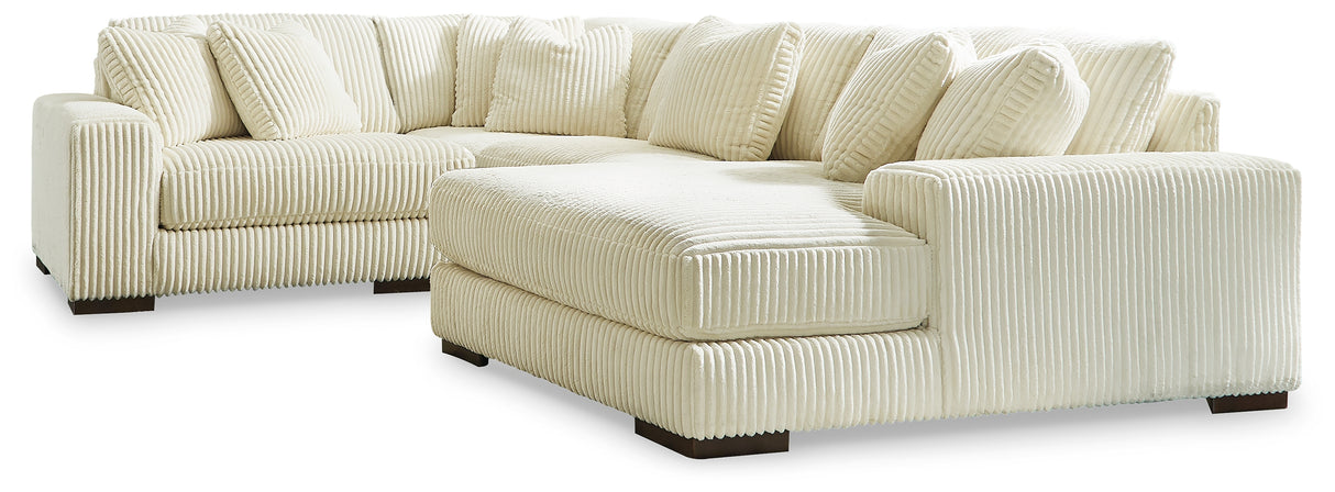 Mega Furniture - Ashley Furniture - Lindyn Sectional - RAF 4-Piece Sectional with Chaise / Ivory - 21104S15