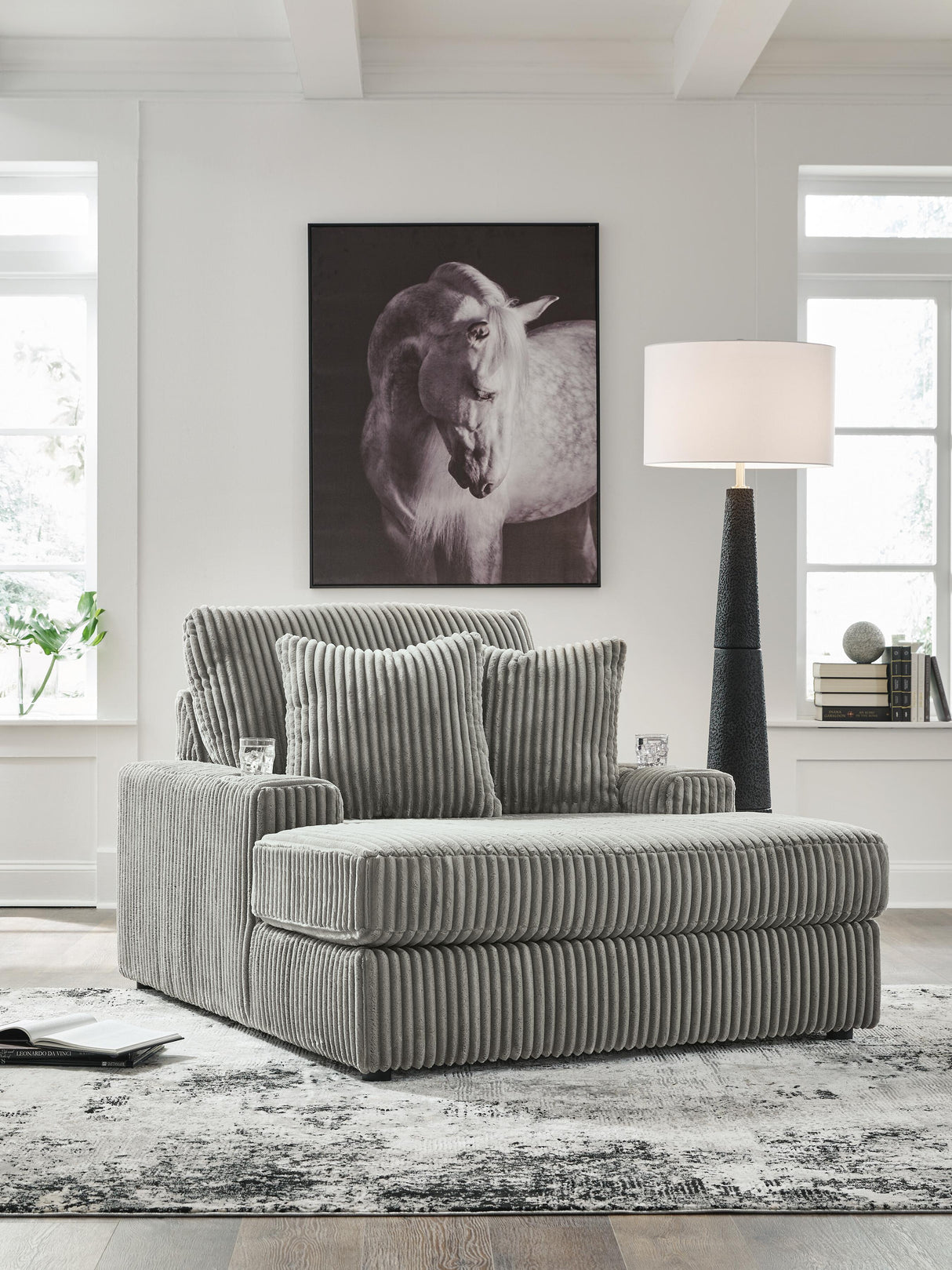 Mega Furniture - Ashley Furniture - Lindyn Living Room - Chaise / Fog - 2110515