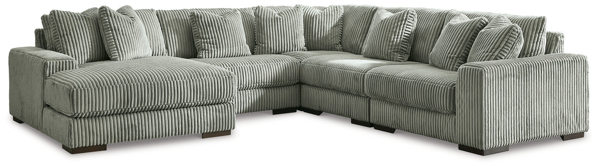 Mega Furniture - Ashley Furniture - Lindyn Sectional - RAF 5-Piece Sectional with Chaise / Fog - 21105S6