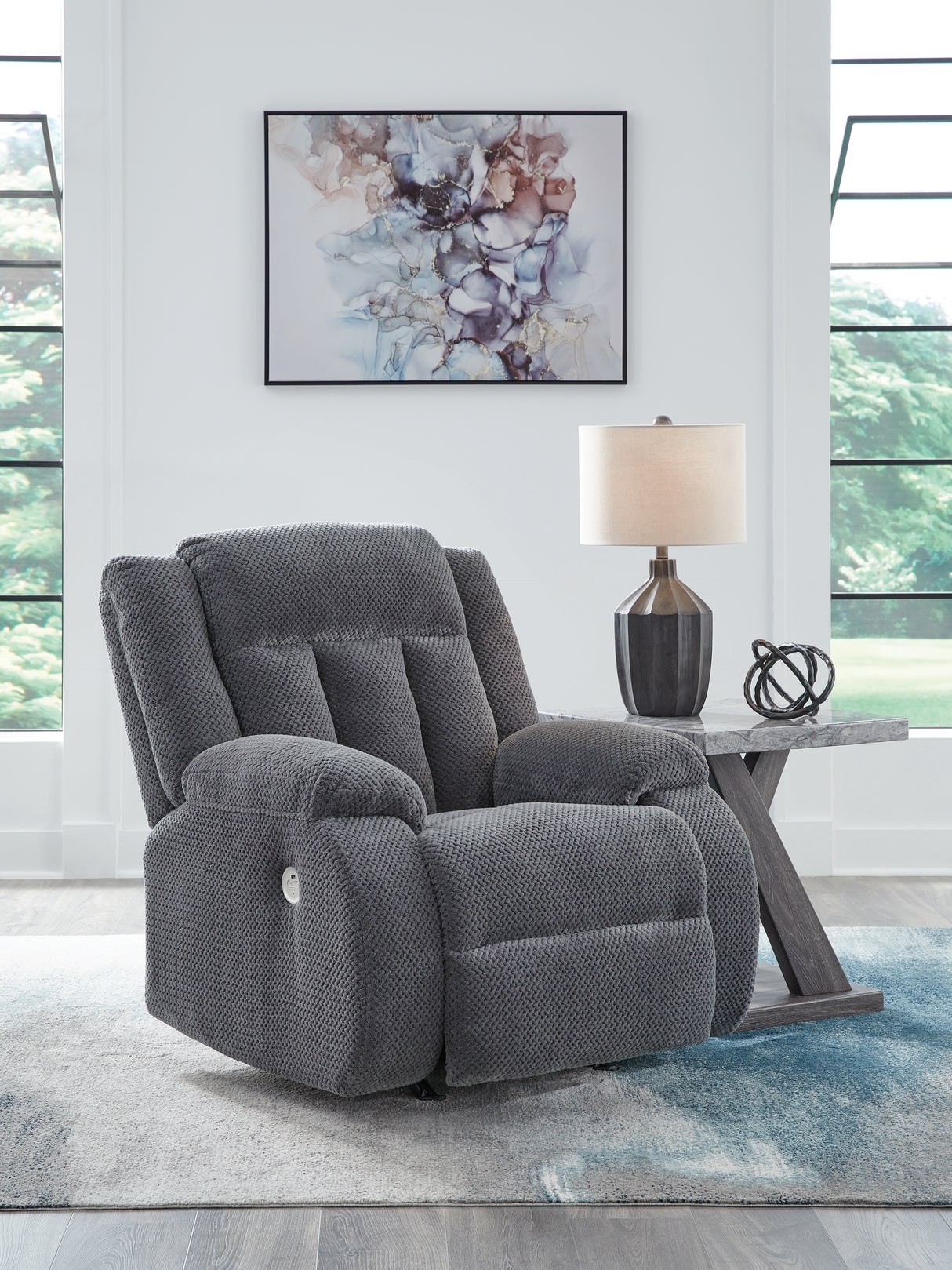 Mega Furniture - Ashley Furniture - Observation Living Room - Power Rocker Recliner / Steel - PC2140598