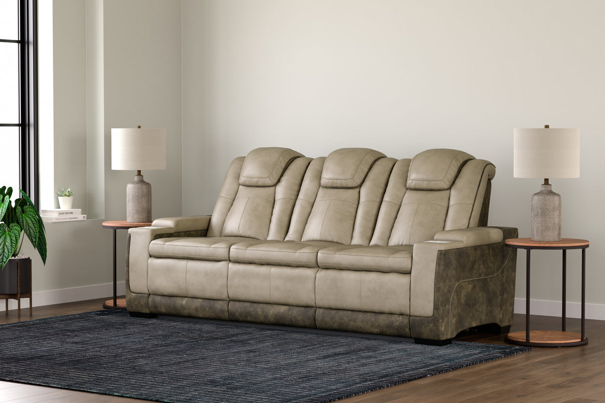 Mega Furniture - Ashley Furniture - Next-Gen DuraPella Living Room - PWR REC Sofa with ADJ Headrest / Sand - 2200315