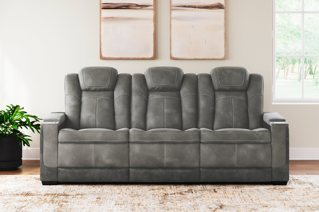 Mega Furniture - Ashley Furniture - Next-Gen DuraPella Living Room - PWR REC Sofa with ADJ Headrest / Slate - 2200415
