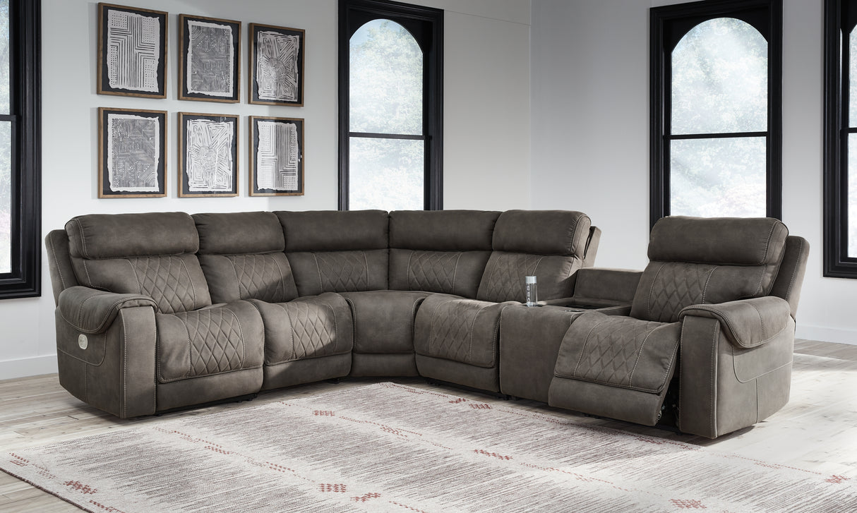 Mega Furniture - Ashley Furniture - Hoopster Sectional - 6-Piece Power Reclining Sectional / Gunmetal - 23703S5