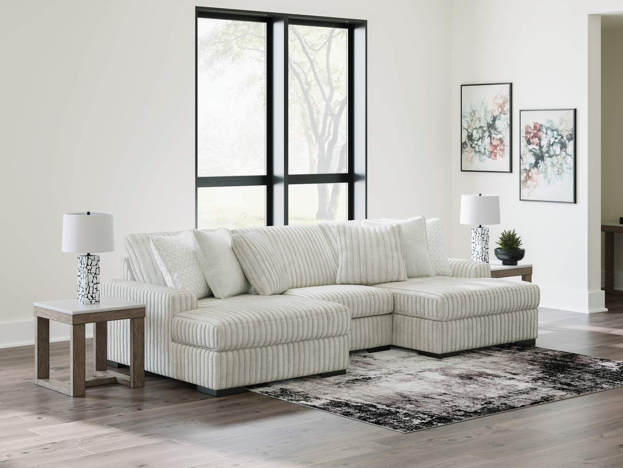 Mega Furniture - Ashley Furniture - Stupendous Sectional - RAF 3-Piece Sectional with Double Chaise / Alloy - 25903S4