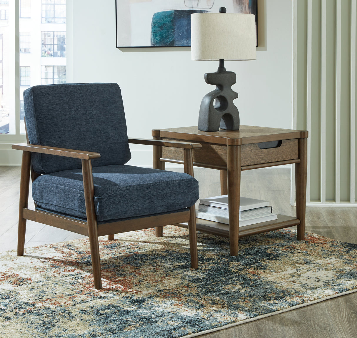 Mega Furniture - Ashley Furniture - Bixler Living Room - Showood Accent Chair / Navy - 2610660