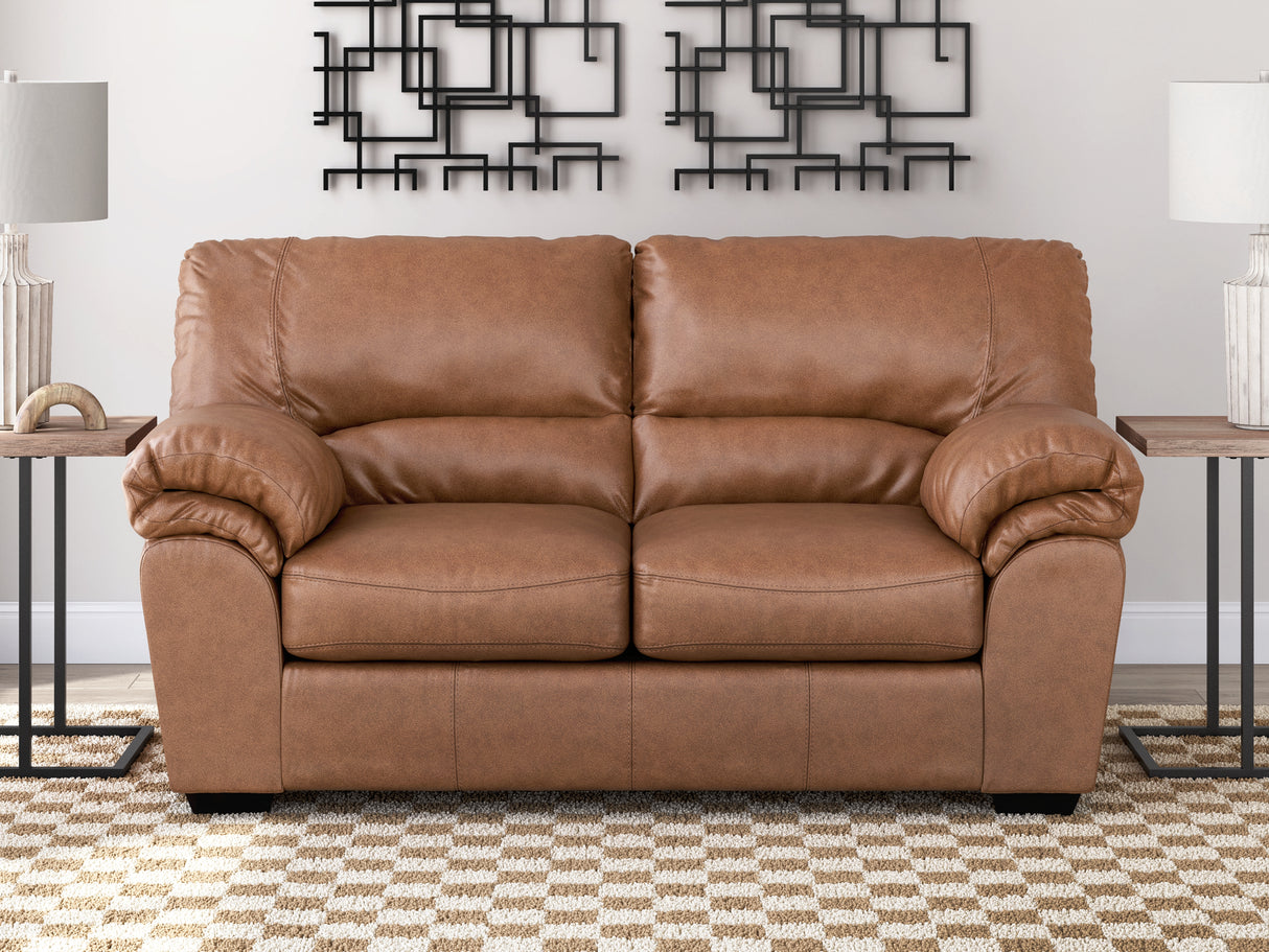 Mega Furniture - Ashley Furniture - WillowBend Living Room - Loveseat / Caramel - PC2770435