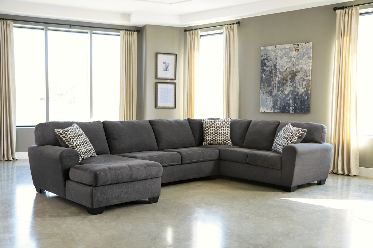 Mega Furniture - Ashley Furniture - Ambee Sectional - RAF 3-Piece Sectional with Chaise / Slate - 28620S1