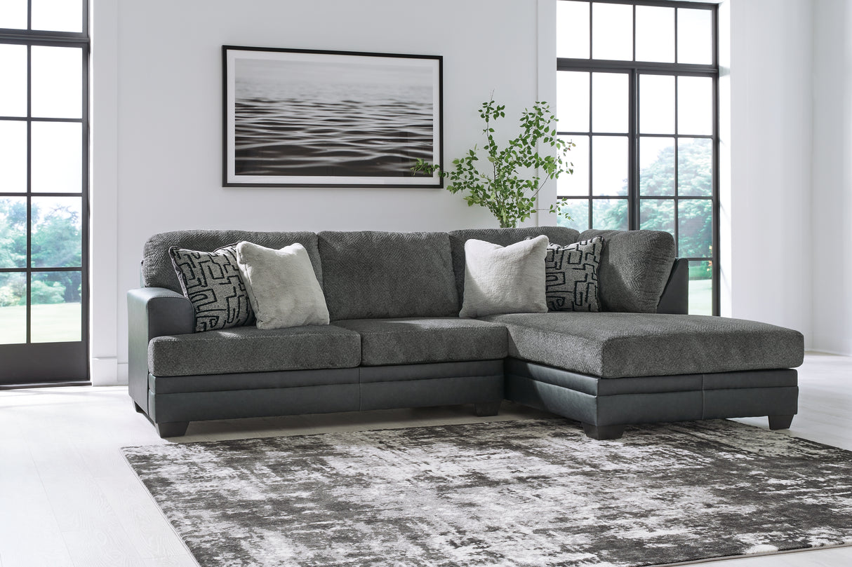 Mega Furniture - Ashley Furniture - Brixley Pier Sectional - RAF 2-Piece Sectional with Chaise / Graphite - 29906S1