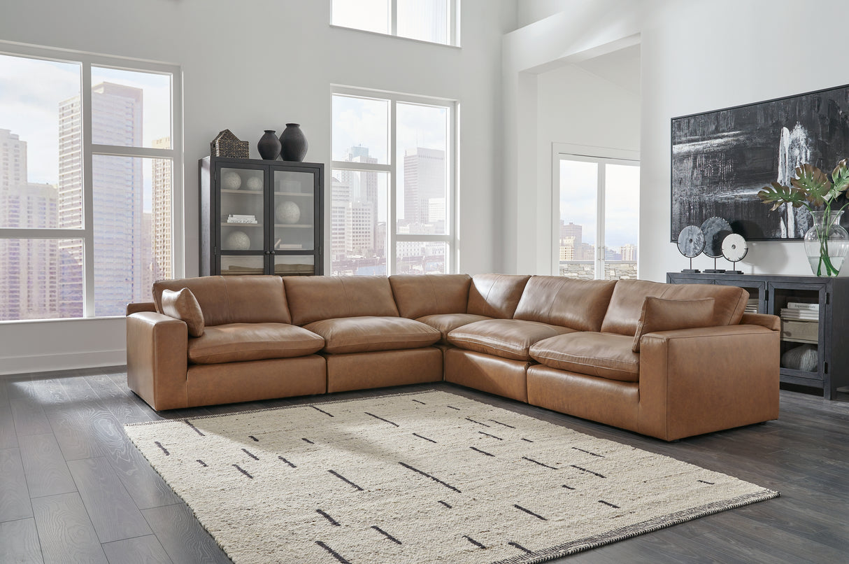Mega Furniture - Ashley Furniture - Emilia Sectional - RAF 5-Piece Sectional / Caramel - 30901S4