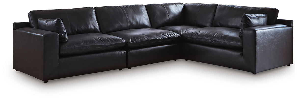 Mega Furniture - Ashley Furniture - Emilia Sectional - RAF 4-Piece Sectional / Black - 30902S3