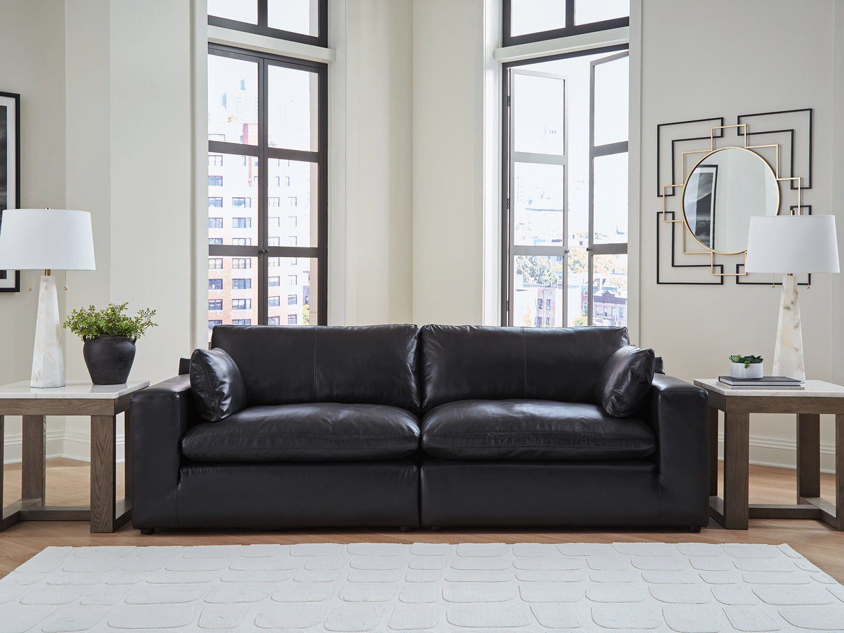 Mega Furniture - Ashley Furniture - Emilia Sectional - RAF 2-Piece Sectional Loveseat / Black - 30902S1