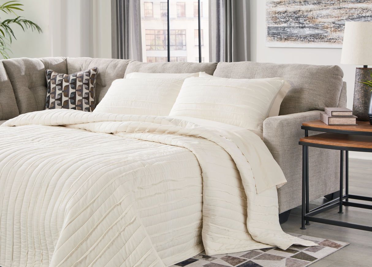 Mega Furniture - Ashley Furniture - Mahoney Sectional - RAF 2-Piece Sleeper Sectional with Chaise / Pebble - 31004S3