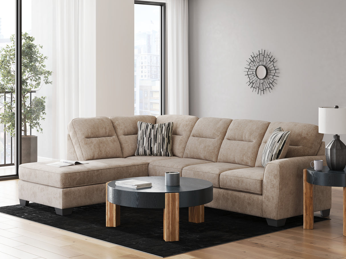 Mega Furniture - Ashley Furniture - Olten Sectional - RAF 2-Piece Sectional with Chaise / Mocha - 31304S1