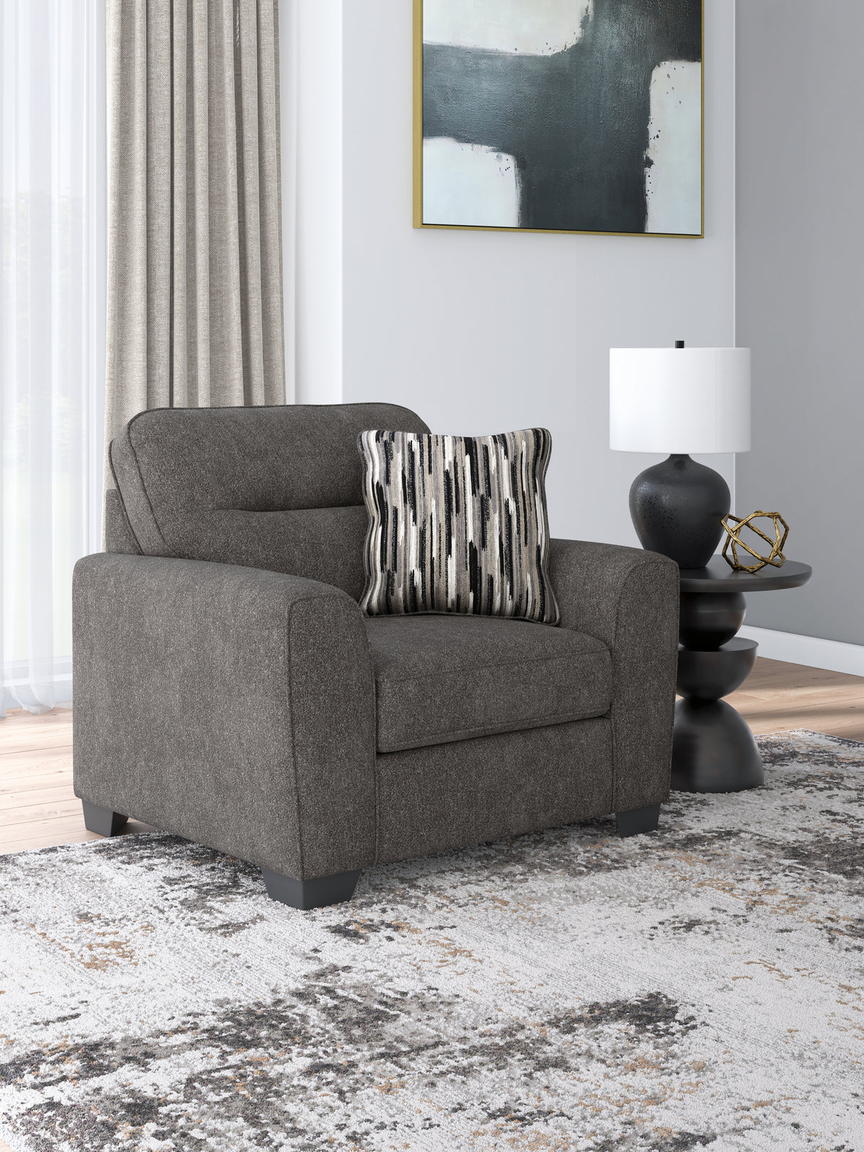 Mega Furniture - Ashley Furniture - Olten Living Room - Chair and a Half / Graphite - 3130523