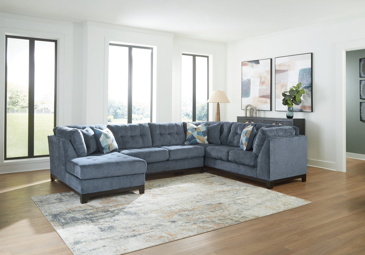 Mega Furniture - Ashley Furniture - Maxon Place Sectional - RAF 3-Piece Sectional with Chaise / Navy - 33003S1