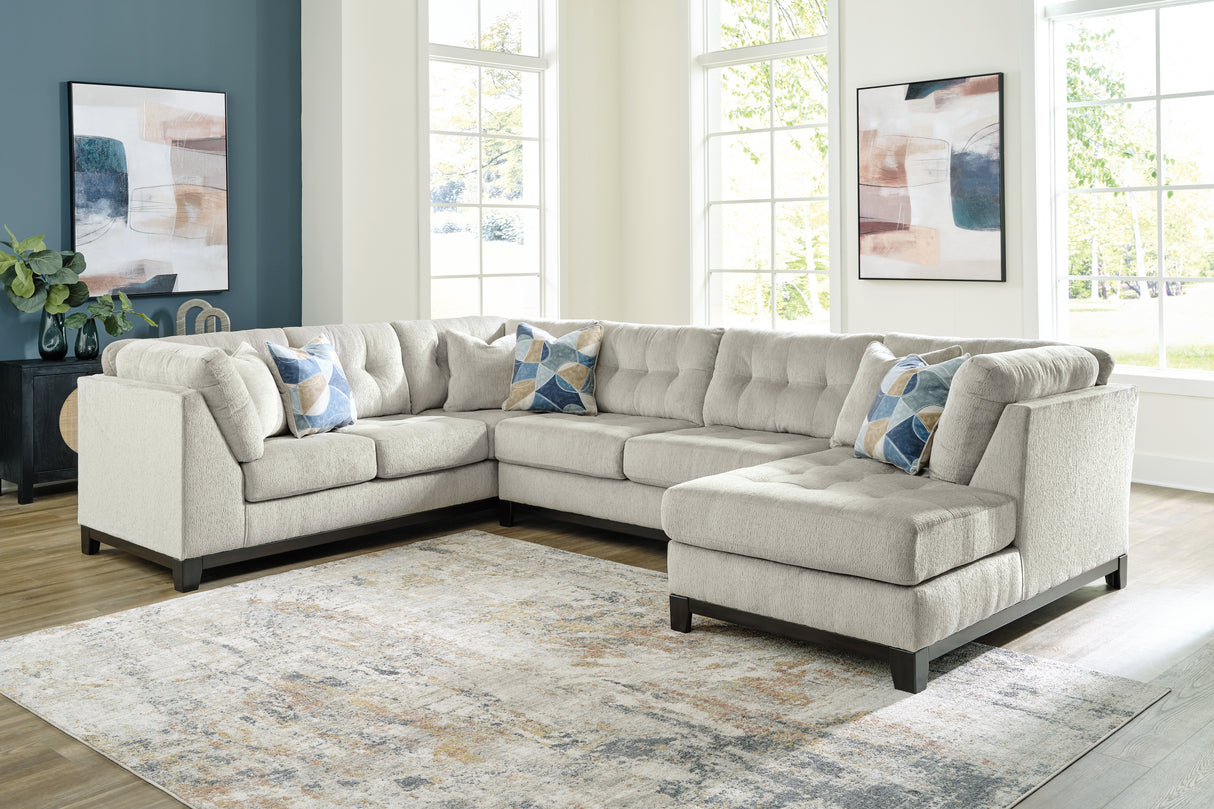 Mega Furniture - Ashley Furniture - Maxon Place Sectional - RAF 3-Piece Sectional with Chaise / Stone - 33004S1