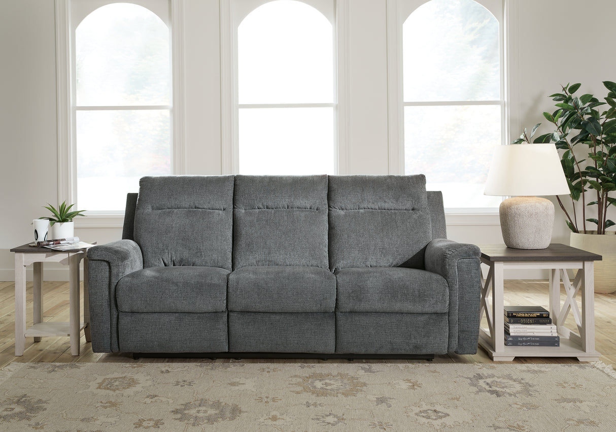 Mega Furniture - Ashley Furniture - Barnsana Living Room - Reclining Power Sofa / Gravel - 3320287