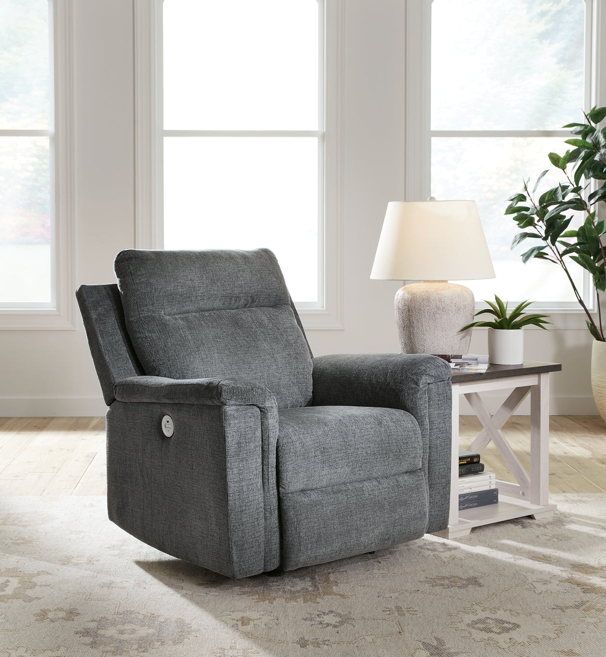 Mega Furniture - Ashley Furniture - Barnsana Living Room - DBL REC PWR Loveseat w/Console / Gravel - 3320296