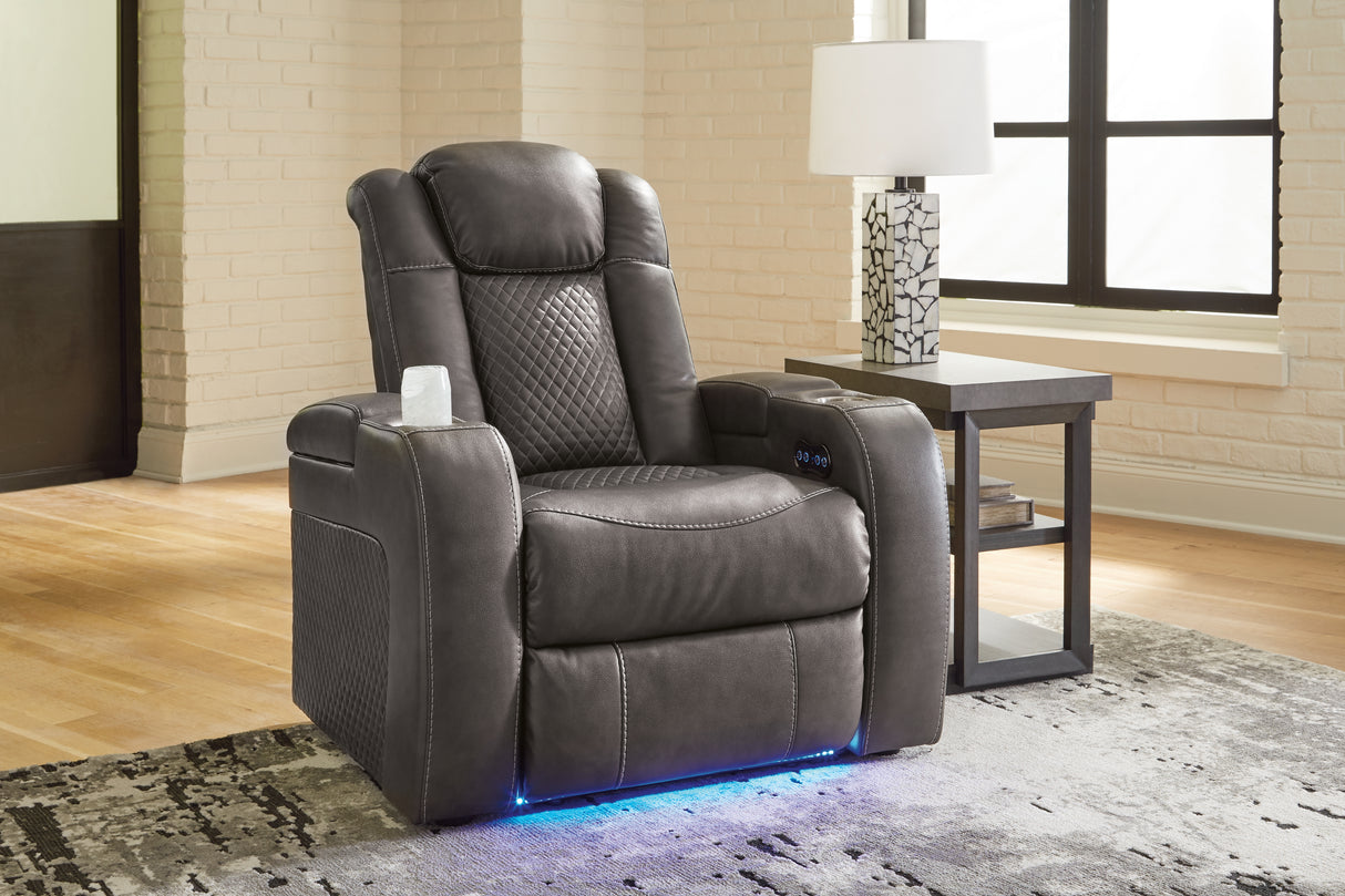 Mega Furniture - Ashley Furniture - Fyne-Dyme Living Room - PWR Recliner/ADJ Headrest / Shadow - 3660213