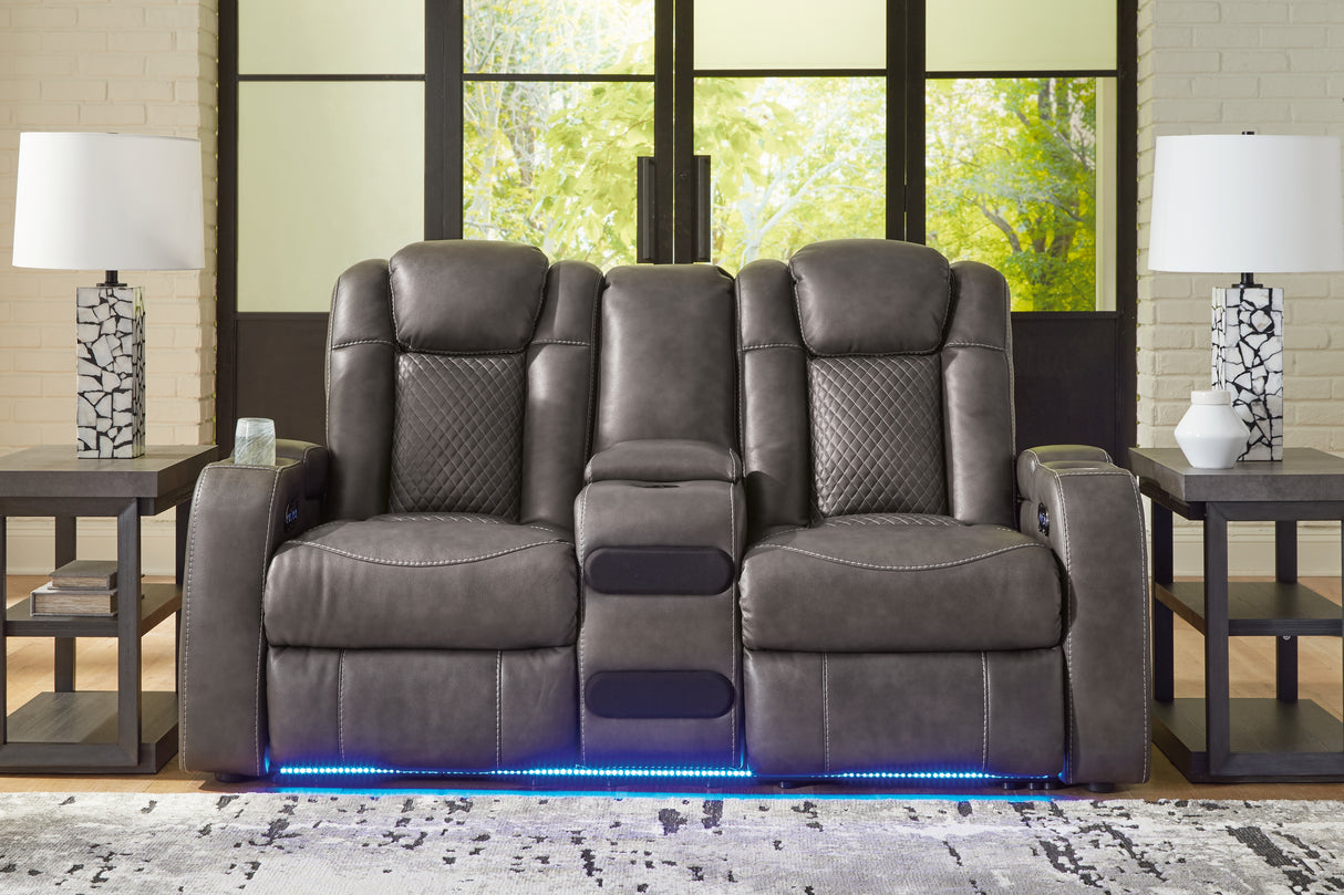 Mega Furniture - Ashley Furniture - Fyne-Dyme Living Room - PWR REC Loveseat/CON/ADJ HDRST / Shadow - 3660218