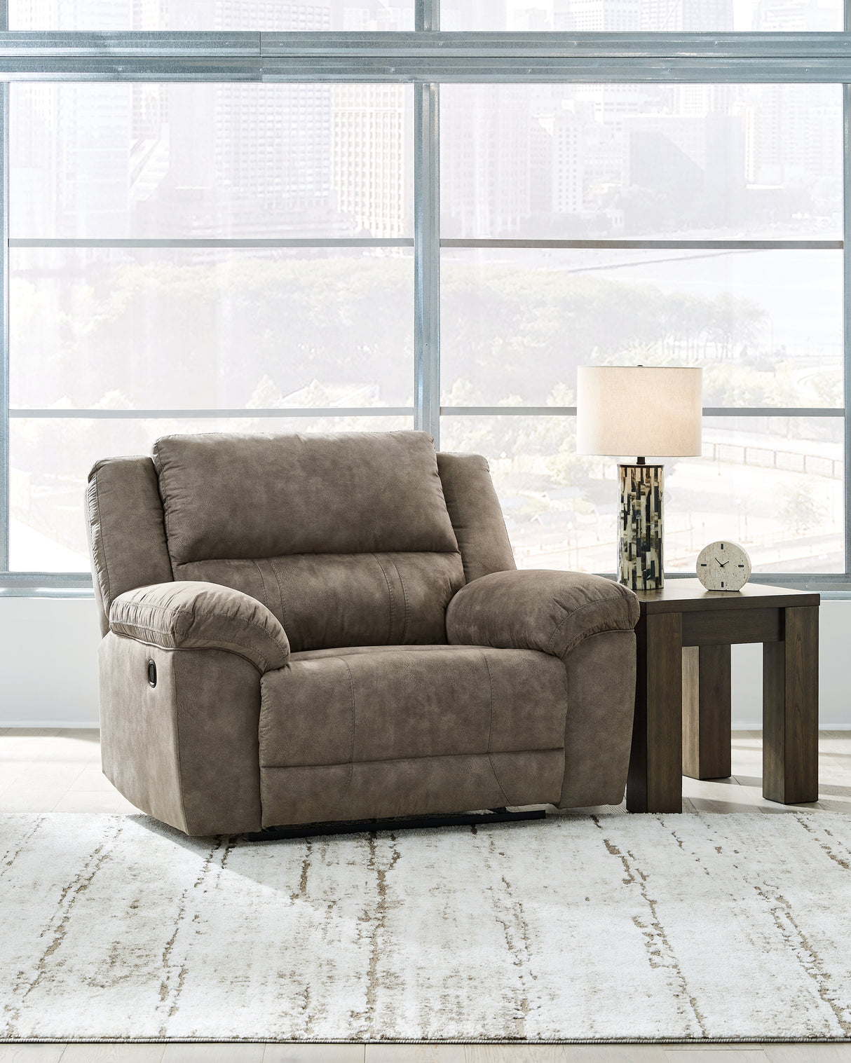 Mega Furniture - Ashley Furniture - Laresview Living Room - Zero Wall Wide Seat Recliner / Fossil - 3720352