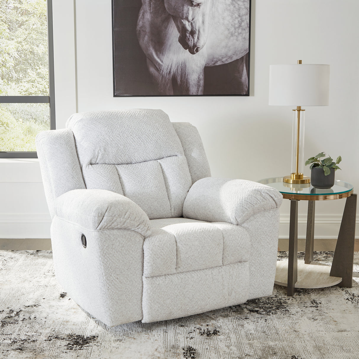Mega Furniture - Ashley Furniture - Frohn Living Room - Rocker Recliner / Snow - 3740525