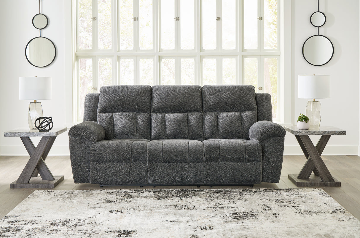 Mega Furniture - Ashley Furniture - Frohn Living Room - Reclining Sofa / Graphite - 3740688