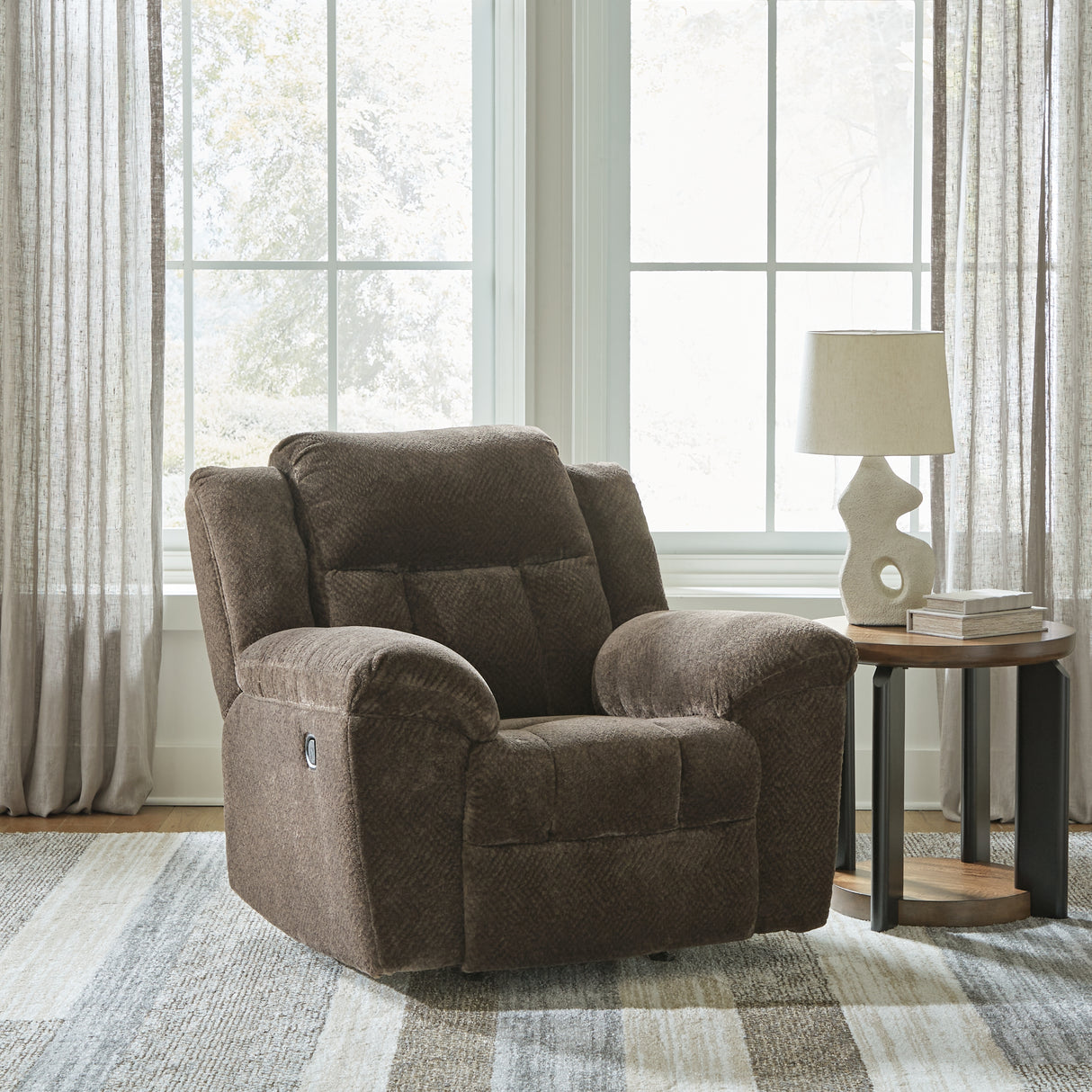 Mega Furniture - Ashley Furniture - Frohn Living Room - Rocker Recliner / Chocolate - 3740725
