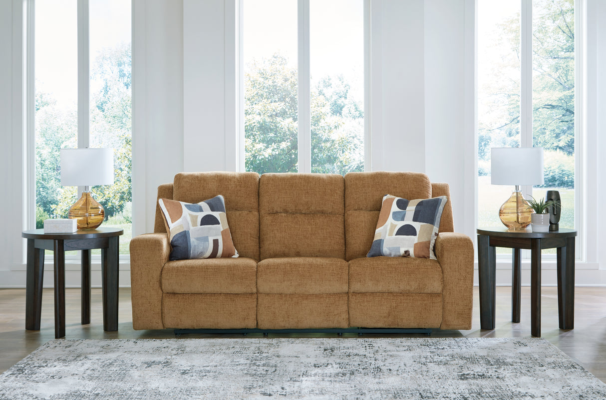 Mega Furniture - Ashley Furniture - Kanlow Living Room - Reclining Sofa / Honey - 3860588
