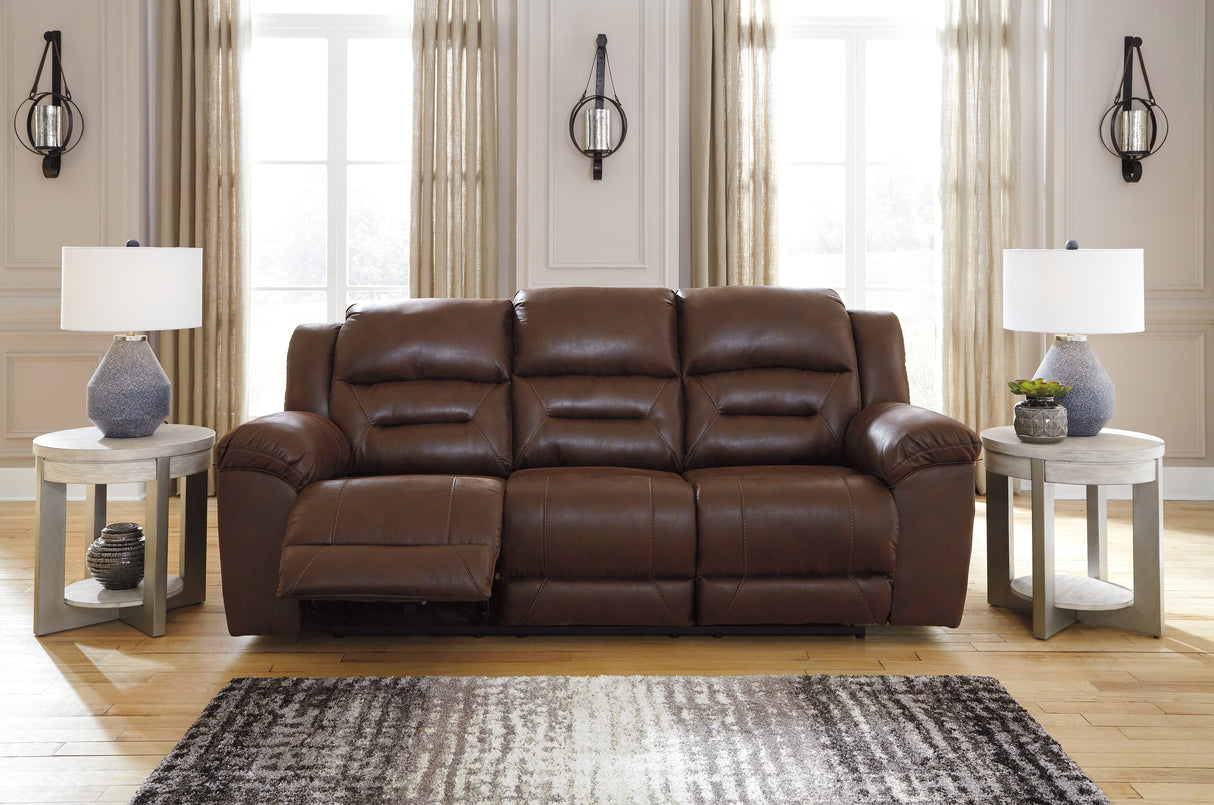 Mega Furniture - Ashley Furniture - Stoneland Living Room - Reclining Sofa / Chocolate - 3990488