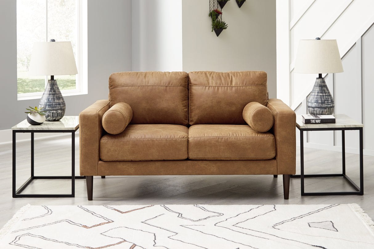 Mega Furniture - Ashley Furniture - Telora Living Room - Loveseat / Caramel - 4100235
