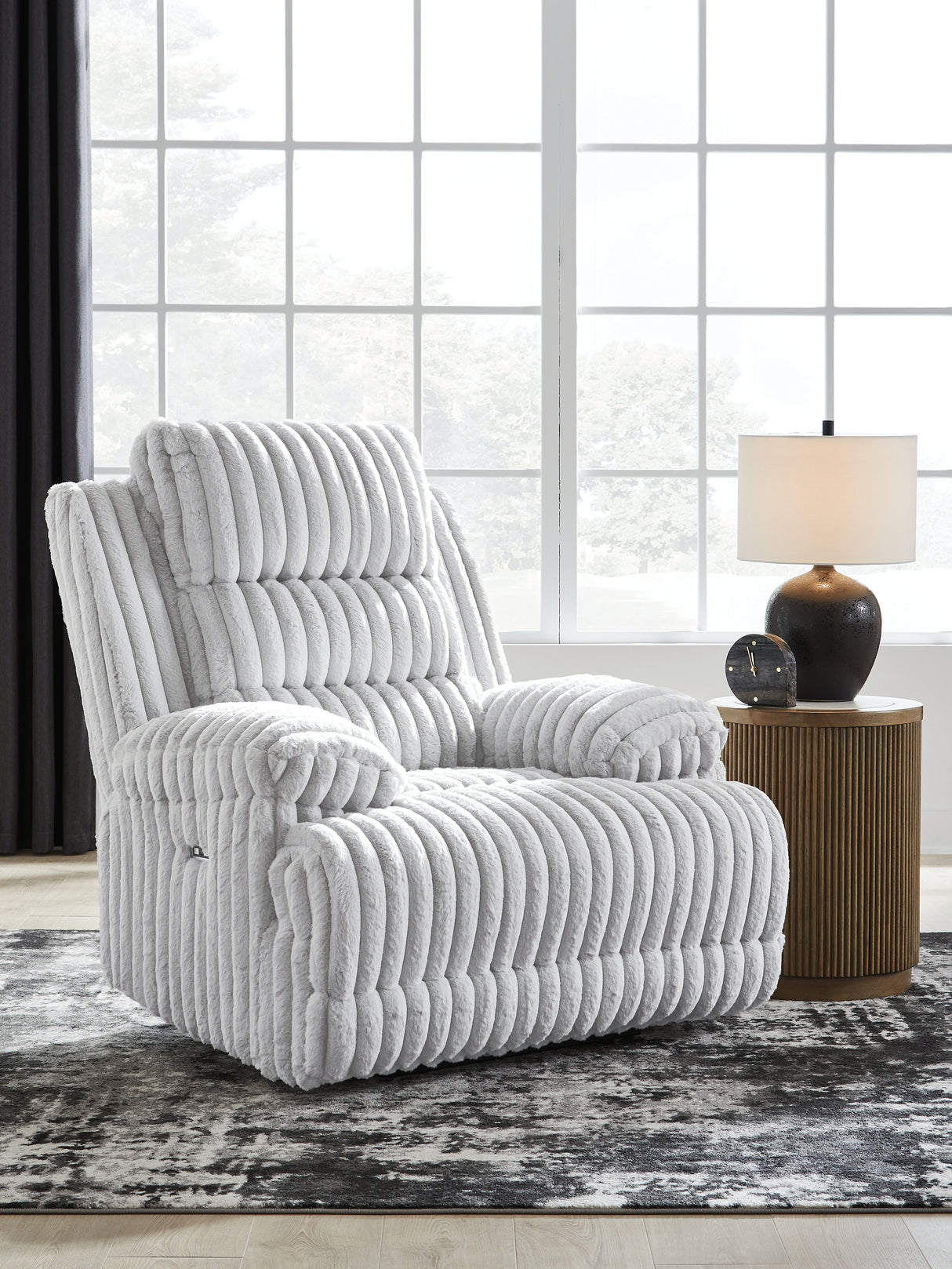 Mega Furniture - Ashley Furniture - Rhines Falls Living Room - Zero Wall Power Recliner / Alloy - PC4280406
