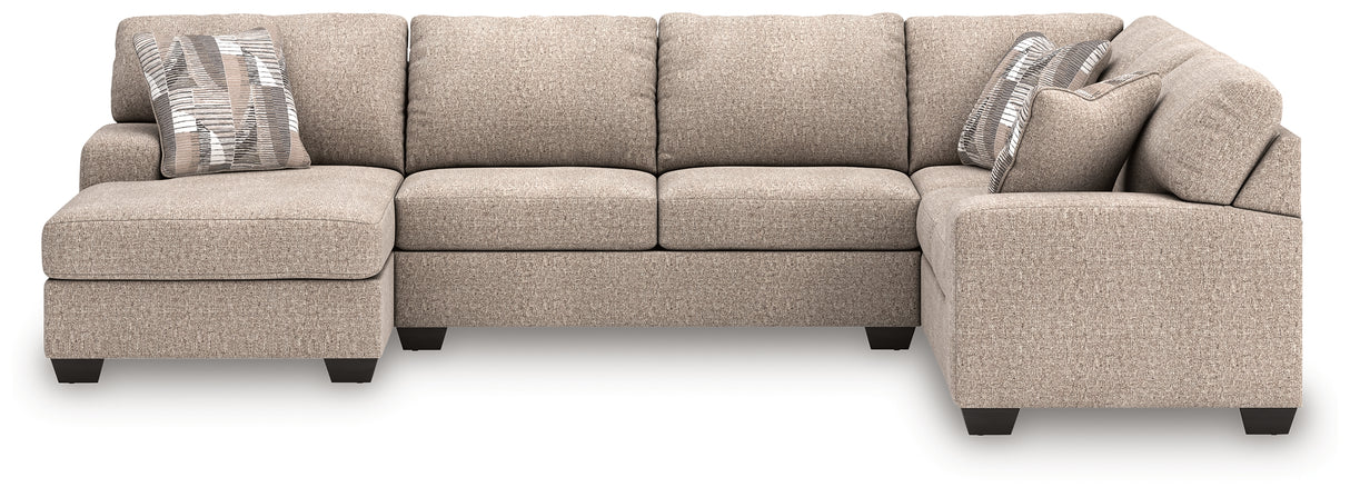 Mega Furniture - Ashley Furniture - Newellen Sectional - RAF 3-Piece Sectional with Double Chaise / Hemp - 48404S7