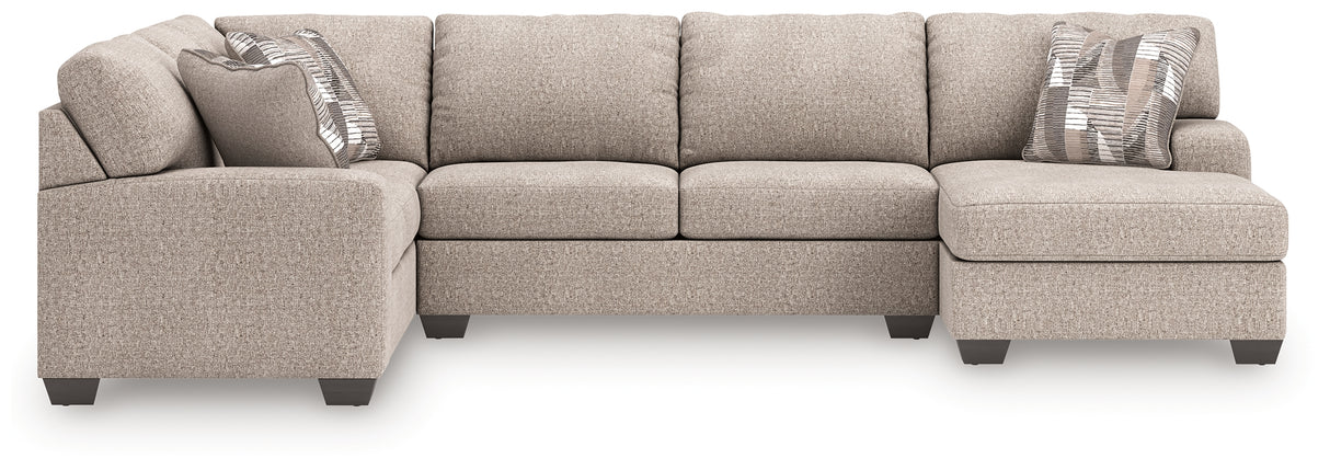 Mega Furniture - Ashley Furniture - Newellen Sectional - LAF 3-Piece Sectional with Chaise / Hemp - 48404S6