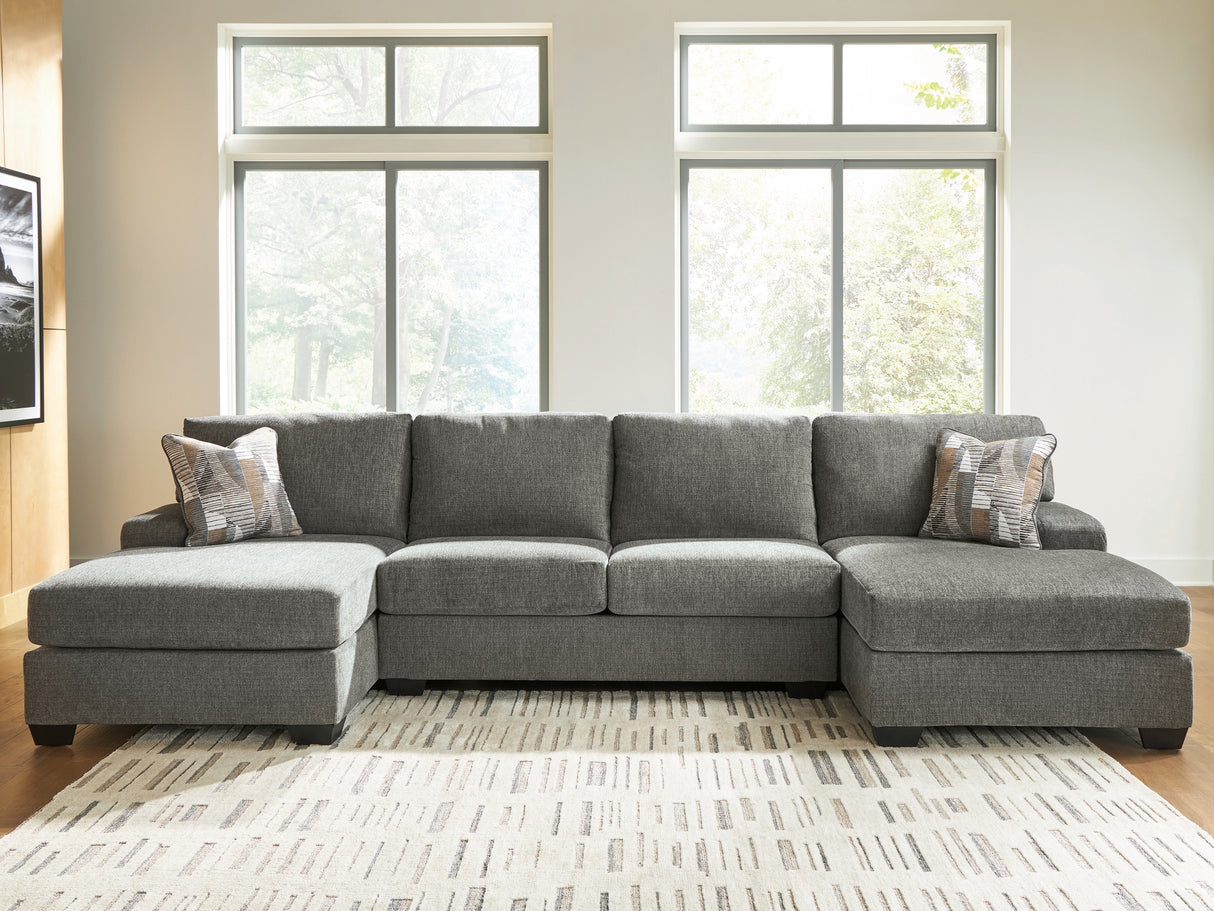 Mega Furniture - Ashley Furniture - Revenna Sectional - RAF 3-Piece Sectional with Double Chaise / Greystone - PC48405S3