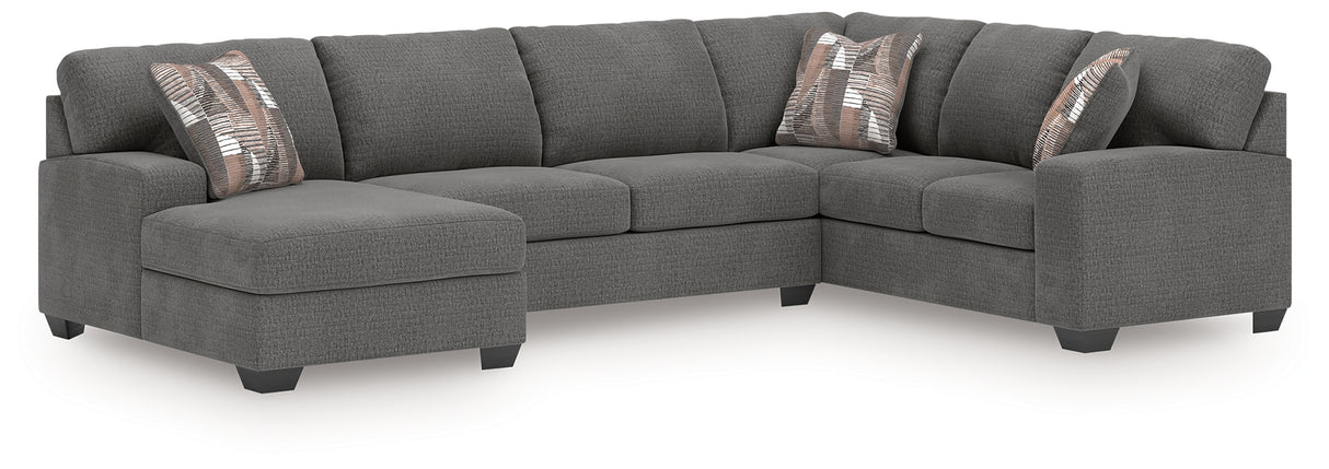Mega Furniture - Ashley Furniture - Newellen Sectional - RAF 3-Piece Sectional with Chaise / Greystone - 48405S1
