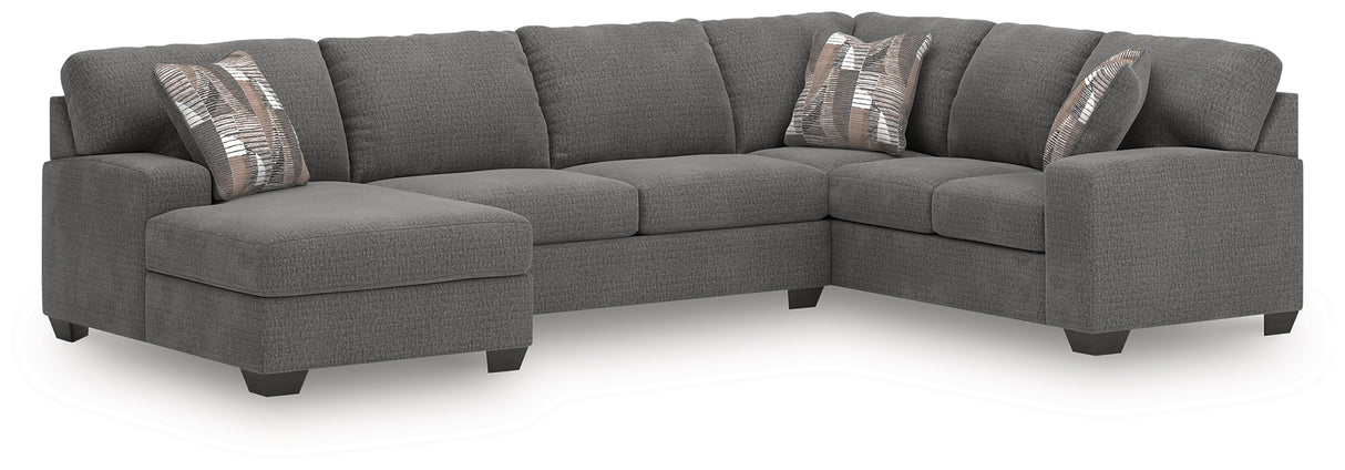 Mega Furniture - Ashley Furniture - Newellen Sectional - RAF 3-Piece Sleeper Sectional with Chaise / Greystone - 48405S5