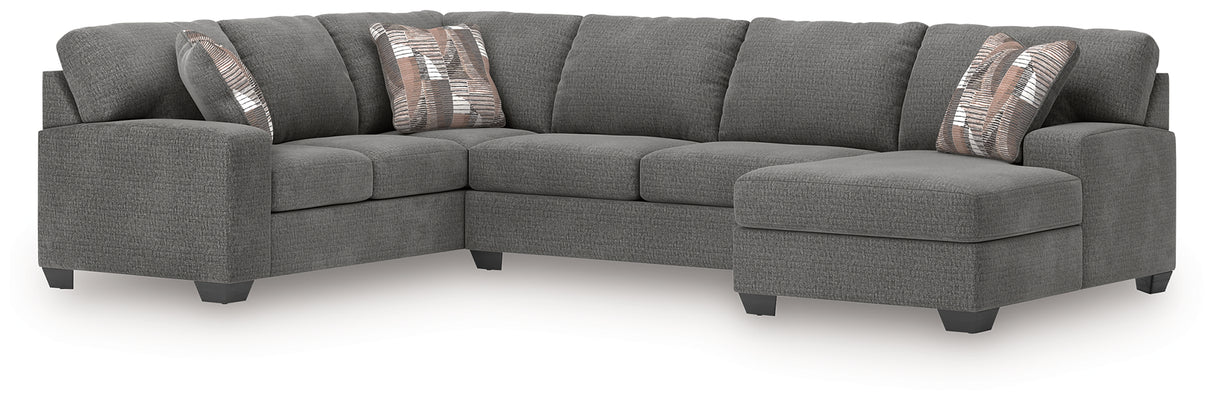 Mega Furniture - Ashley Furniture - Newellen Sectional - LAF 3-Piece Sleeper Sectional with Chaise / Greystone - 48405S6