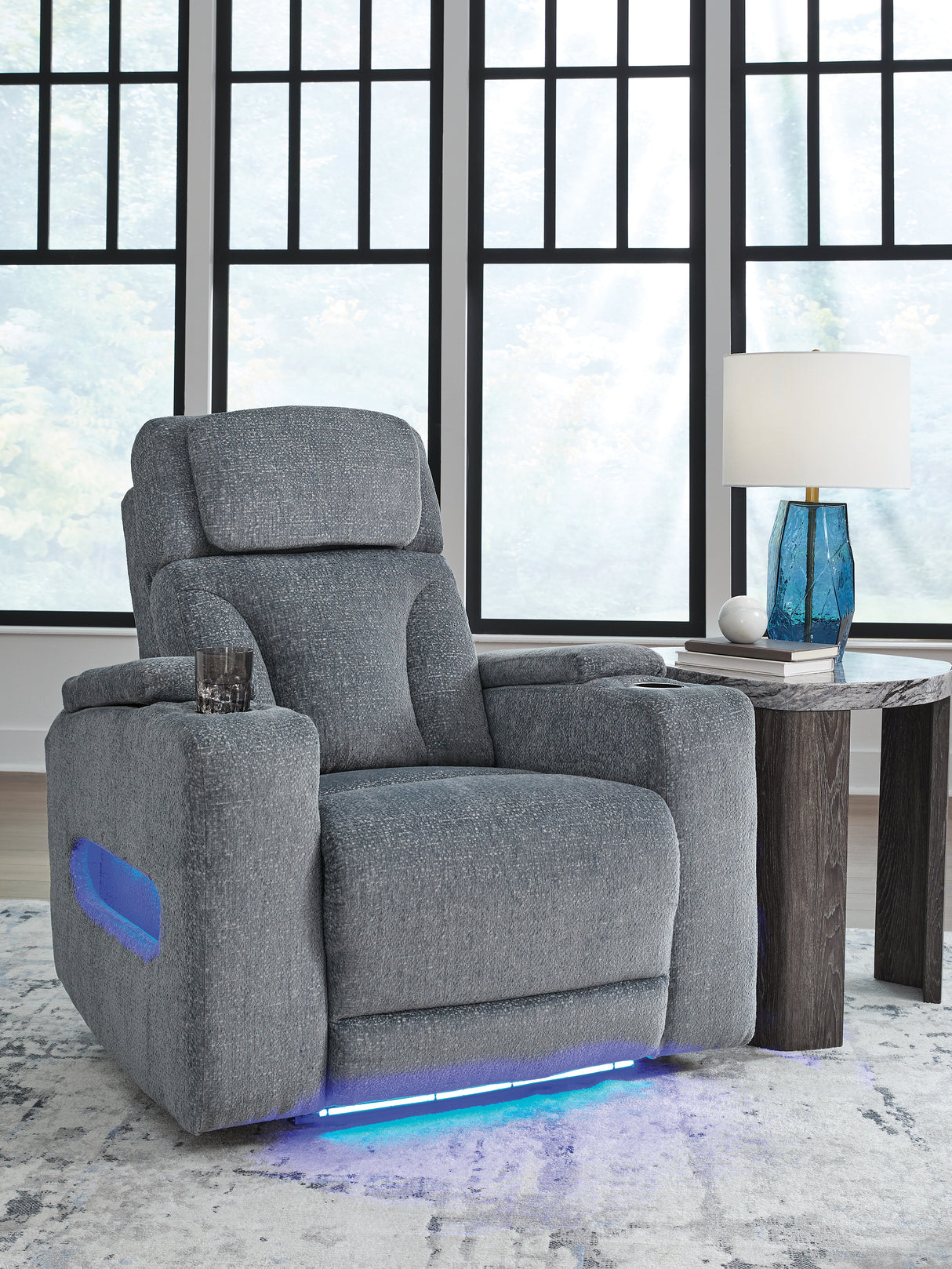 Mega Furniture - Ashley Furniture - Studio Cave Living Room - PWR Recliner/ADJ Headrest / Steel - PC4980213